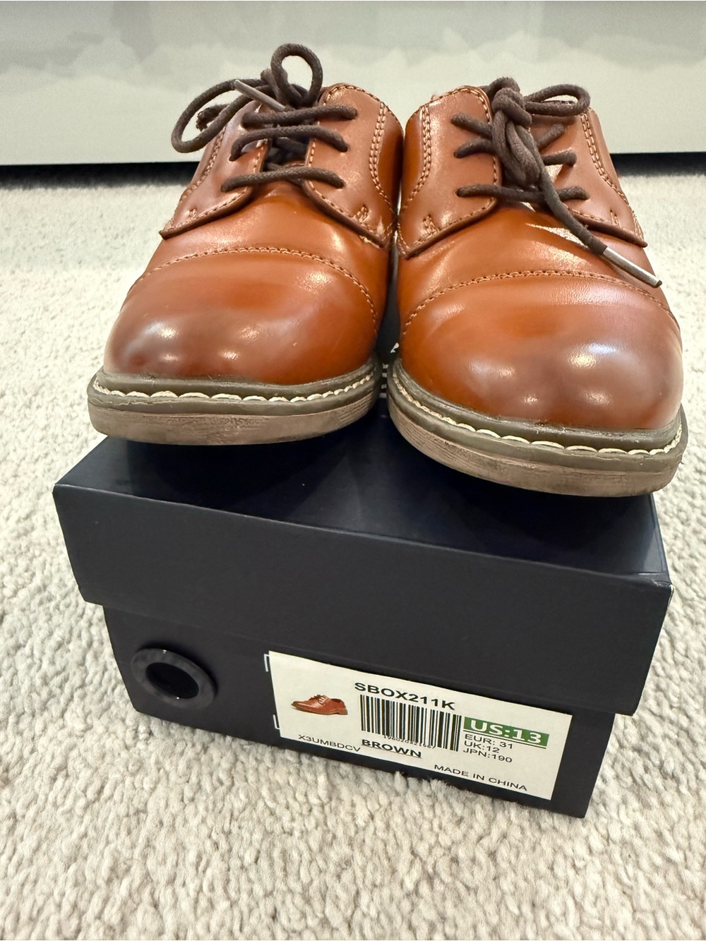 Bruno Marc Boys Brown Dress Shoes Size 13